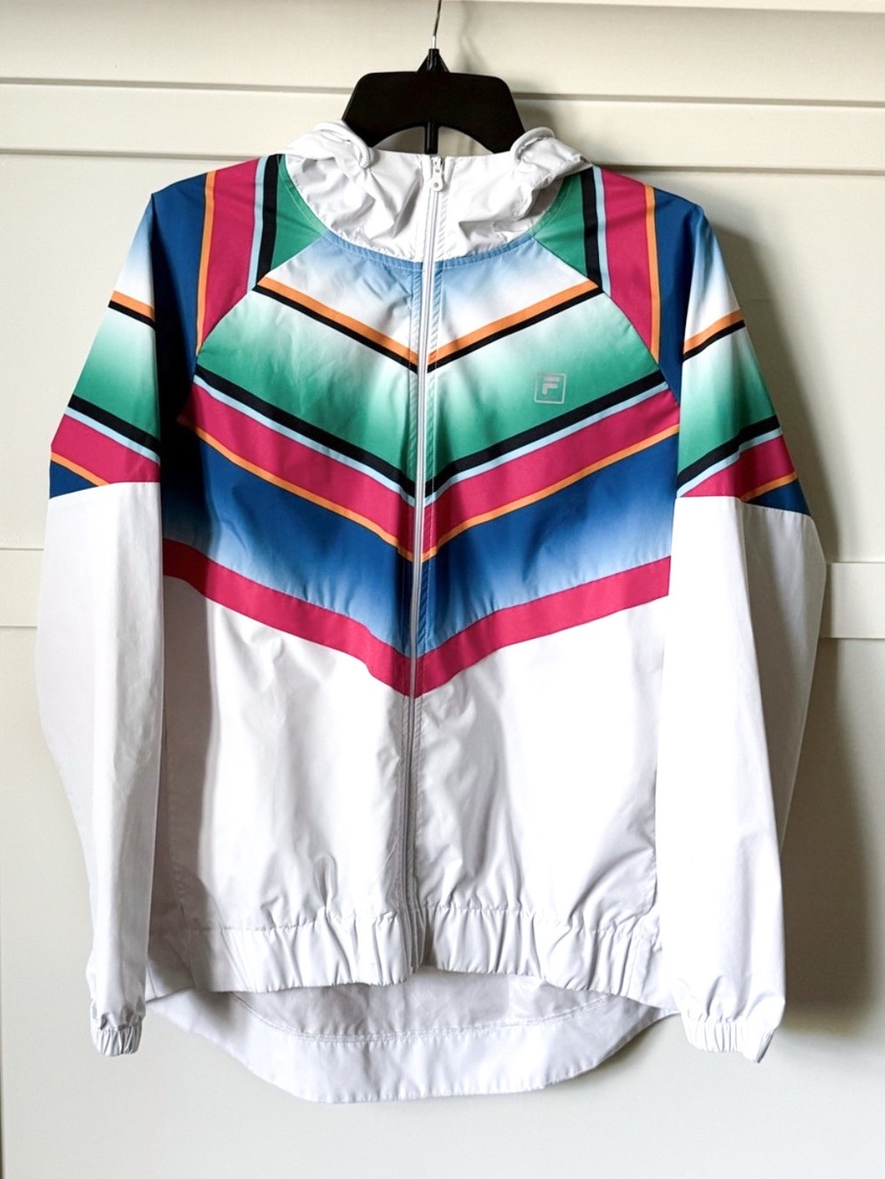 FILA Sport Retro Colorblock Windbreaker Jacket Hooded Large 90s Style